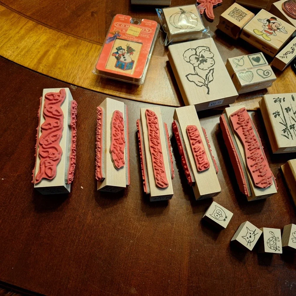 Huge Rubber Stamp Lot Wood Mounted Holiday Nature Studio G Hampton Art Hero Arts